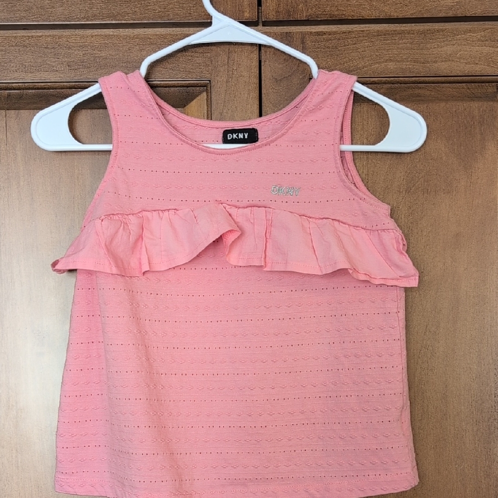 DKNY Kids Tank Top with Pink Ruffle